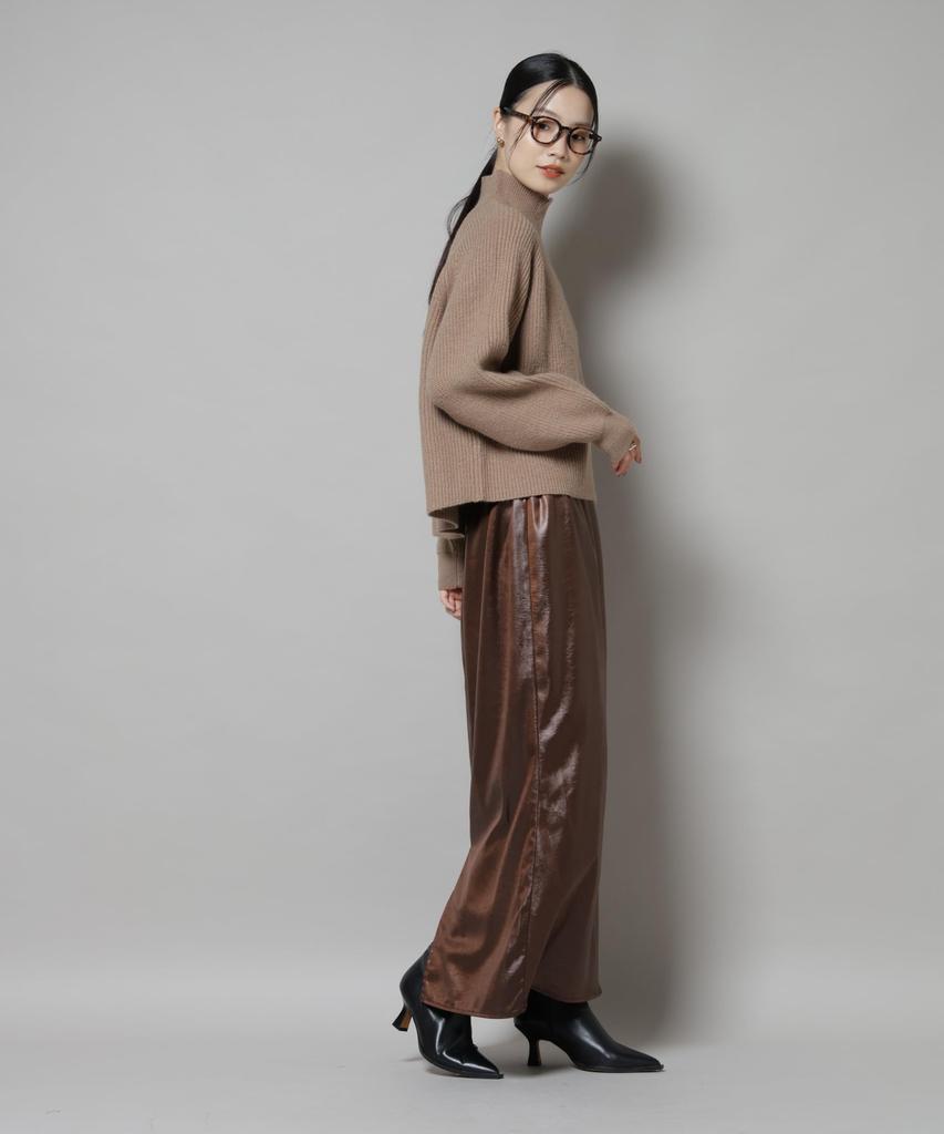 Nano Universe Shiny F Women's Leather-Like Skirt, 050, Brown, 673-5230315