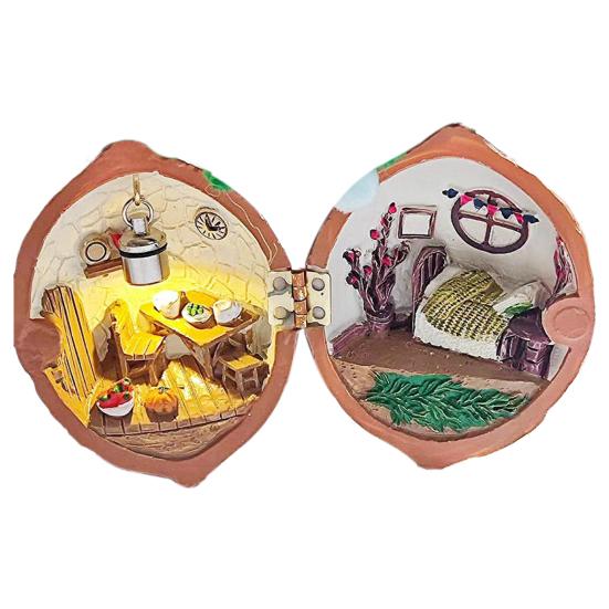 

Украшение из скорлупы грецкого ореха с теплым светом Крошечный мир внутри орехового кукольного домика Миниатюрный книжный магазин Мини-библиотека Орнамент Дети Взрослые Подарок на день рождения F