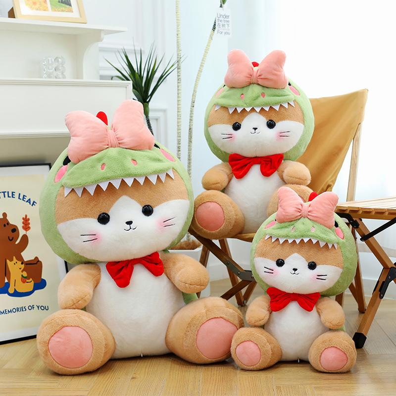 Bow Dinosaur Cat Plush Toys Children's Sleeping Pillow Bay Window Ornament Ring Gift Doll Redemption