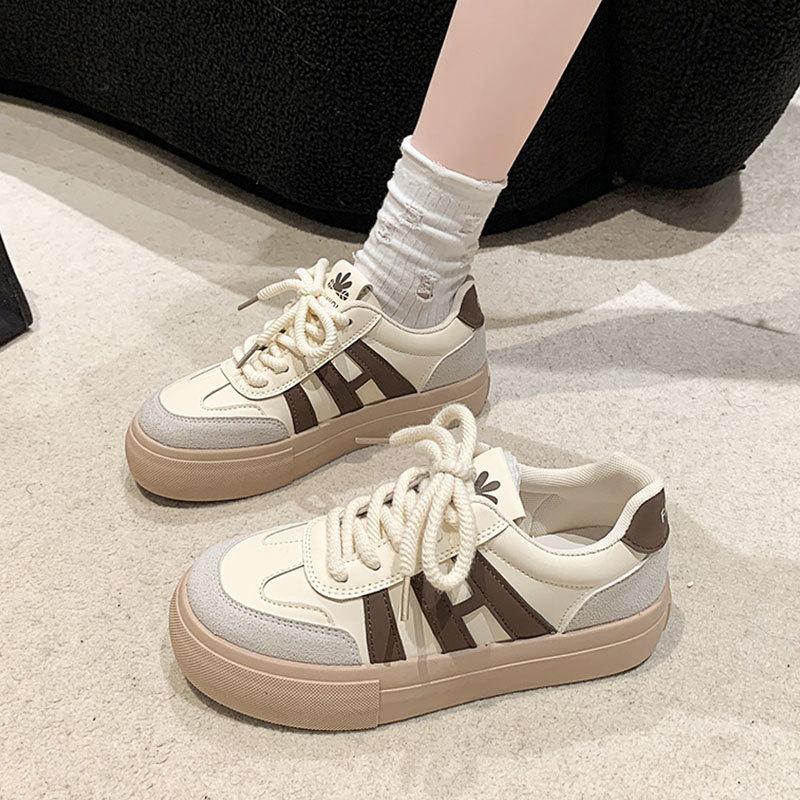 Platform-soled German training shoes, little white shoes, women's 2025 new spring and autumn versatile student lace-up canvas shoes, casual sports