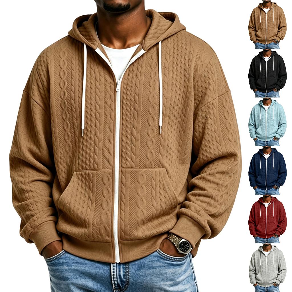 Men's Long Sleeve Hoodie Zip Up Sweatshirt for Fall Winter