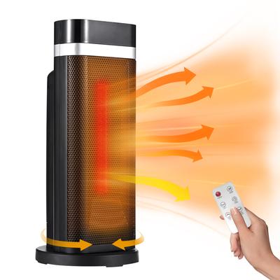 Grzejnik przenośny o mocy 1500 W z pilotem zdalnego sterowania, oscylacja 90 stopni, ceramiczny grzejnik z wyświetlaczem LED 4