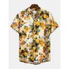 Men's Casual Stand Up Collar Abstract Painting Floral Print Shirt Summer New Short Sleeved Slim Fit Versatile Shirt