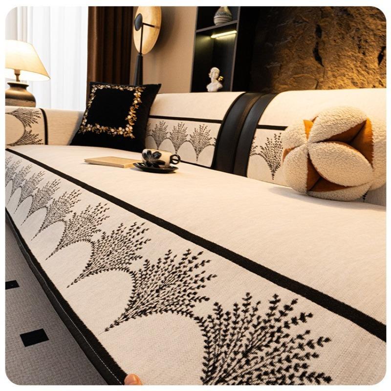 

Chenier Sofa Cushions Silicone Particle Anti Slip Pad Embroidered Jacquard Light Luxury Couch Protective Cover Machine Washable Dust-proof Cloth 70x70cm 1pcs