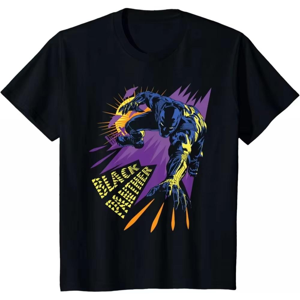 

2026 new Black Panther Action Marvel TShirt Unisex Short Sleeve Soft Cotton Fit Crew Neck Street Top for Men Women High quality M