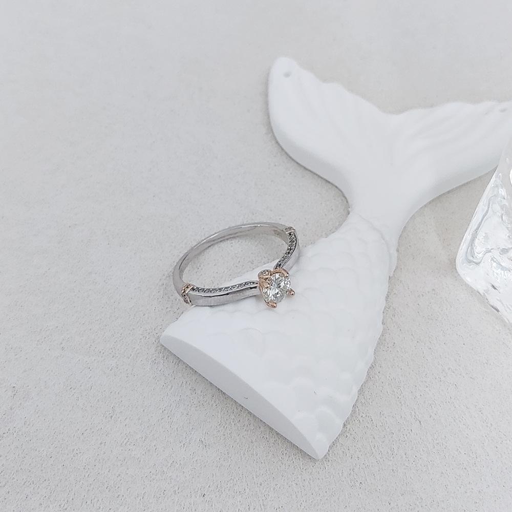 S925 Sterling Silver Four-Prong Gold Diamond Ring with 0.50ct Moissanite for Women - Luxurious High-End Feel