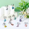 10Pcs 10 Styles 304 Stainless Steel Open Cuff Finger Ring, with Alloy Enamel Butterfly Pendants, Mixed Color, Inner Diameter: 17~18mm, 1pc/style