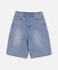 NP STUDIO Multi-Pocket Carpenter Bermuda Washed Wide Denim Pants Light Blue