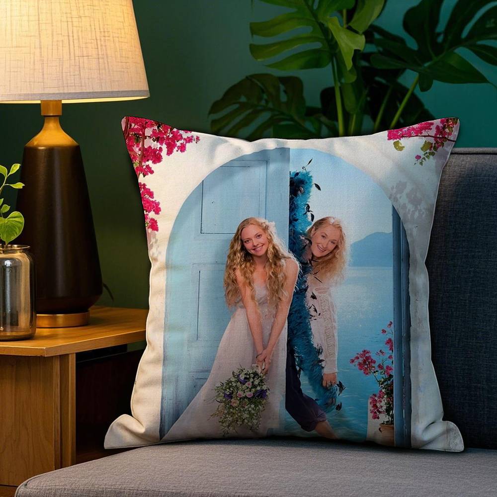 Povlak na polštář z filmu Pohovka Obývací pokoj Ložnice Oboustranný tisk M-Mamma Mia Čtvercový polštář Polštář na zdřímnutí