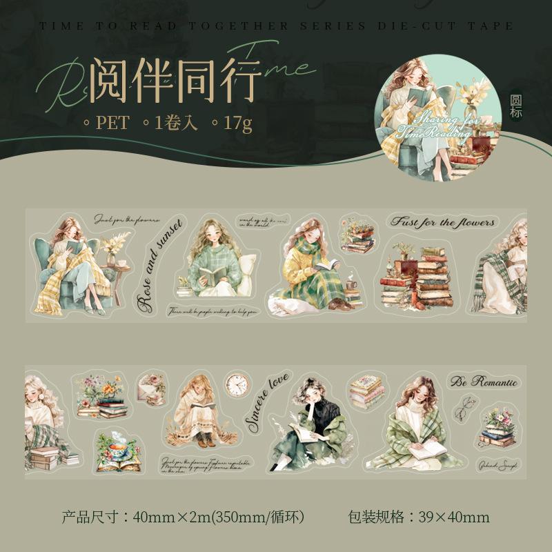 1pcs DIY Decoration Adhesive Tapes Japanese Reading Time Together Washi Tapes Masking Tapes Stickers Stationery