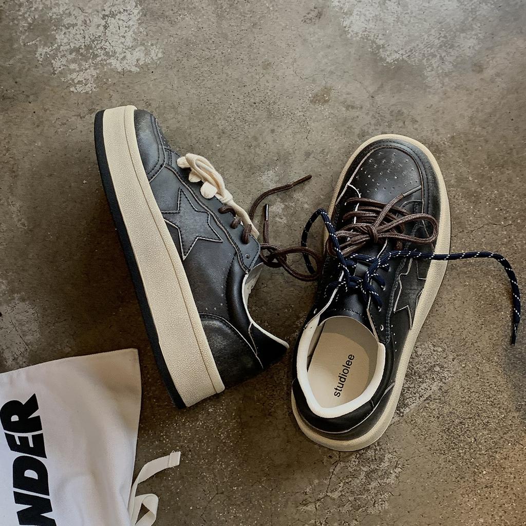Grape mother, the same style, star retro old pair of shoelaces, small dirty shoes, versatile thick soles to increase height, casual dirty shoes,