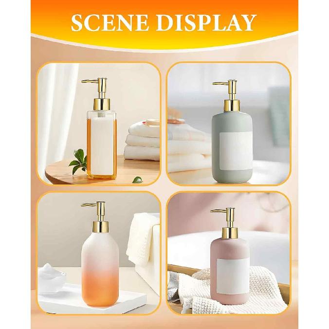 6 Pack Gold Soap Dispenser Pump, Top Replacement for Lotion & Regular Glass Bottles (Standard Diameter 28/400 Neck Size)