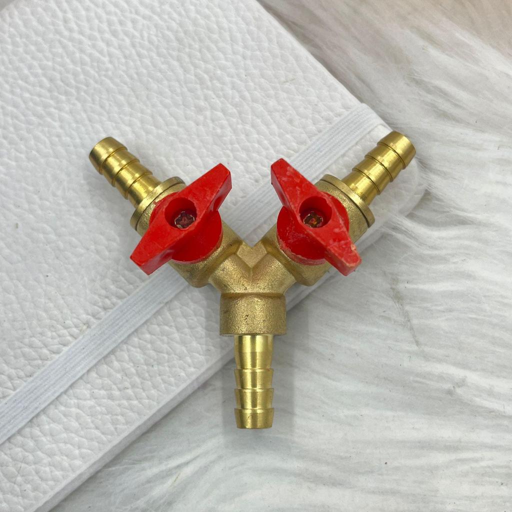 Three-Way Brass Gas Valve with Pagoda Pointed Nozzle for Liquefied Gas Stoves