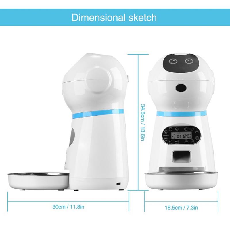 Automatický krmítko pro mazlíčky se záznamem hlasu a časovačem na LCD displeji, Miska na krmivo pro psy a dávkovač krmiva pro kočky, Chytrá potřeba pro mazlíčky