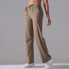Brushed Breathable High-Waisted Wide-Leg Cropped Yoga Pants with Pockets