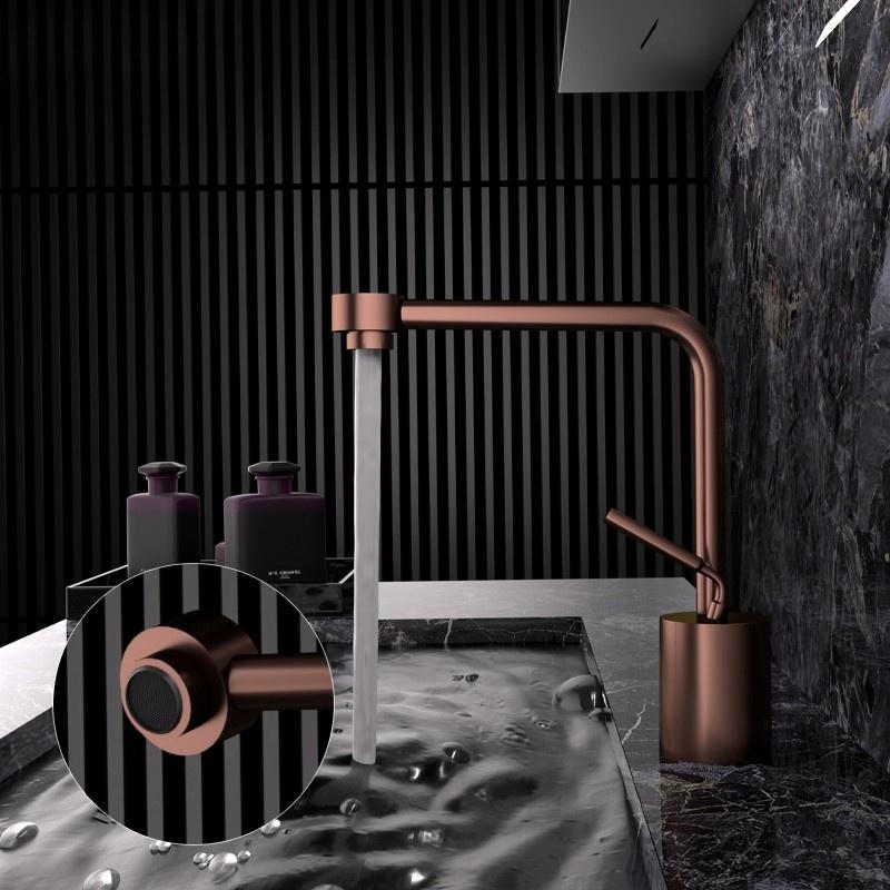 Tuqiu Brushed Gold Bathroom Faucet Basin Faucet Hot Cold Black Sink Faucet Brass Faucet Kitchen Faucet Swivel Sink Water Crane
