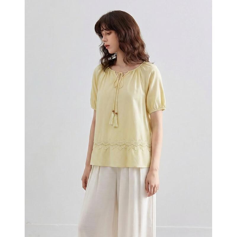 Women s Cotton Lace Ruffle Blouse S