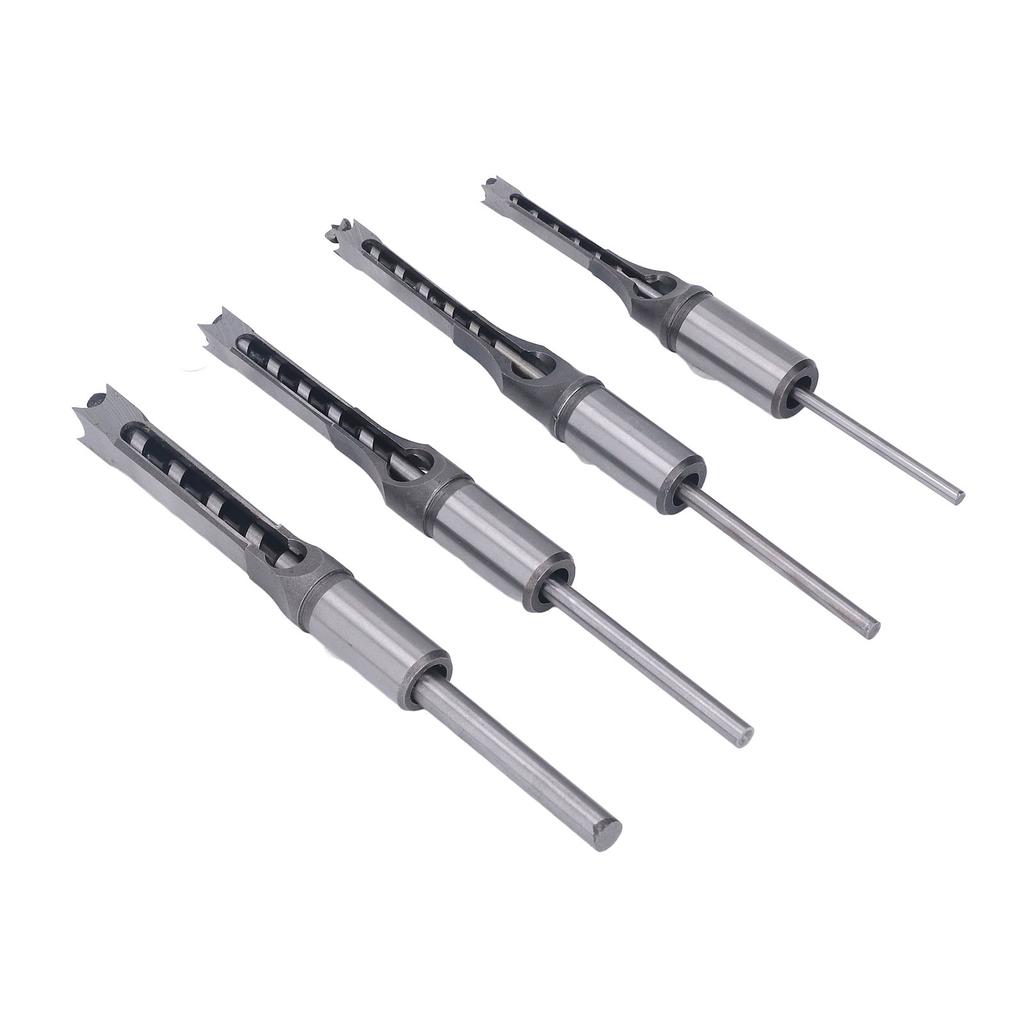 Set 4 Bucăți Burghie Pătrate pentru Lemn HSS Rezistente la Uzură 1/4in 5/16in 3/8in 1/2in Bit Freză Conică