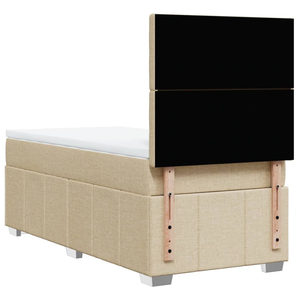 Box Spring Bed with Mattress Cream 80 x 200 cm Fabric