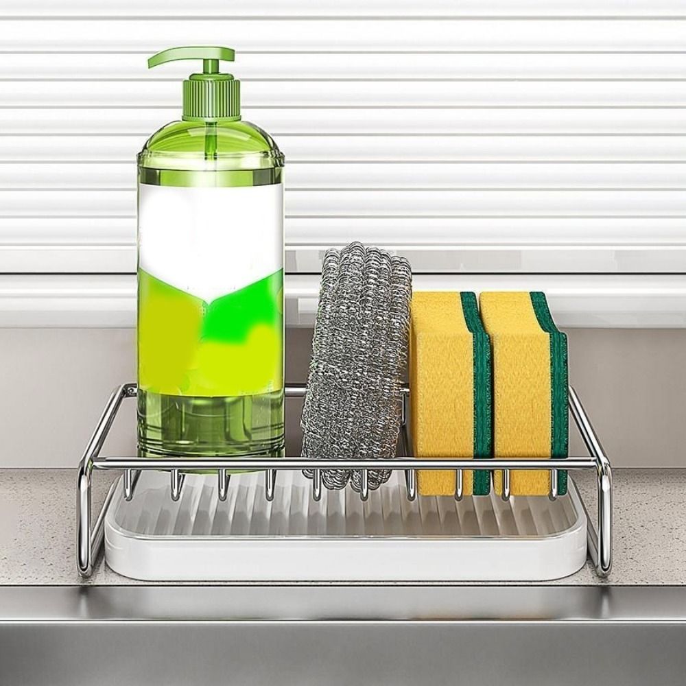 Rust-resistant Soap Rack with Drainage Tray Space Saving Soap Holder Sink Drain Rack  Bathroom