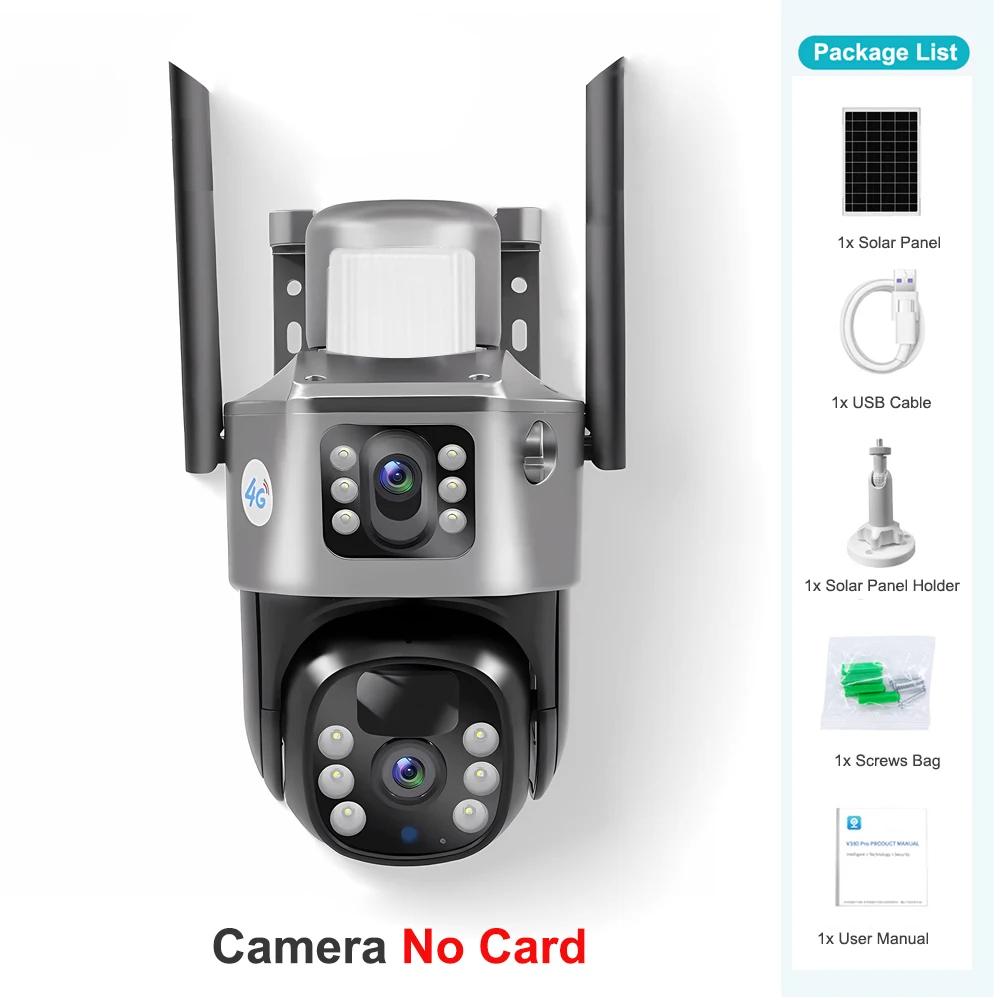 Neue Solarkamera 4G Sim-Karte Dual-Objektiv Outdoor 8MP 4K Akku mit geringem Stromverbrauch Wifi IP-Kamera PIR Nachtsicht CCTV-Sicherheitsüberwachung 4G Cam