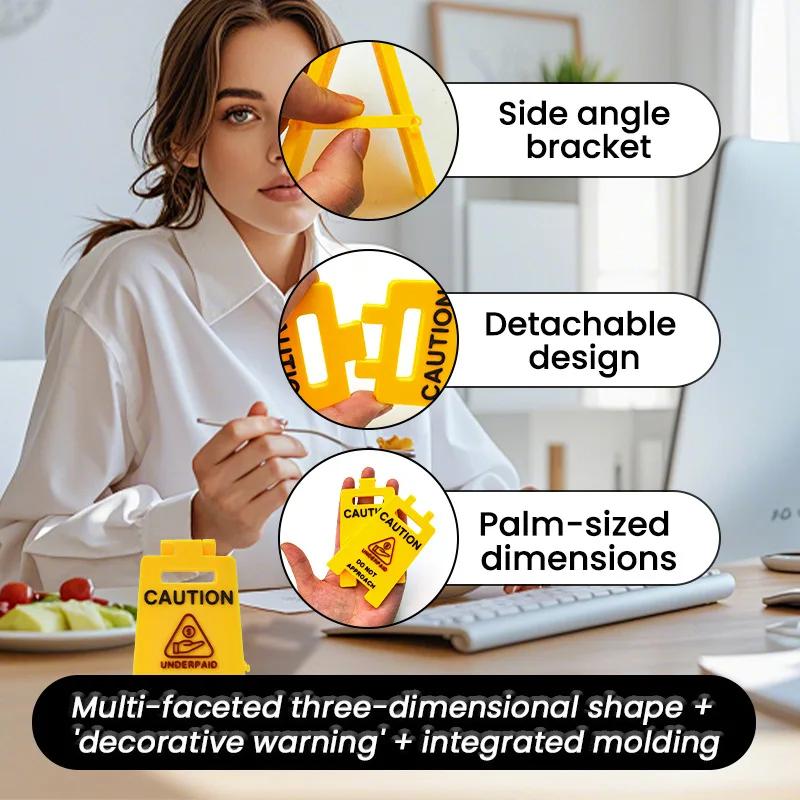 Office Mini Desktop Warning Sign Caution Overstimulated Portable Fun Desktop Small Warning Sign Ornament New Type of Worker Toy