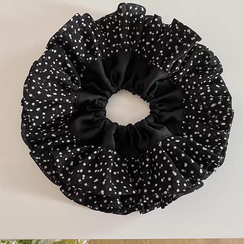 

Экстра большая атласная резинка для волос в горошек в корейском стиле с оборкой - Женский эластичный аксессуар для волос премиум-класса