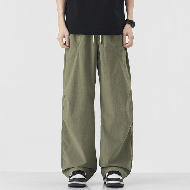 American Trendy Brand Paratrooper Pants Style Elastic Waist Casual Pants Men's Trend Loose Straight Wide Legs Drape Long Pants