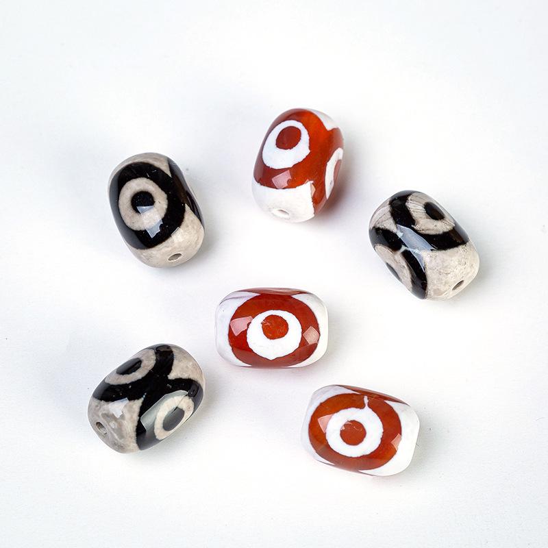 Tibetan Three-Eyed Dzi Agate Beads for DIY Jewelry