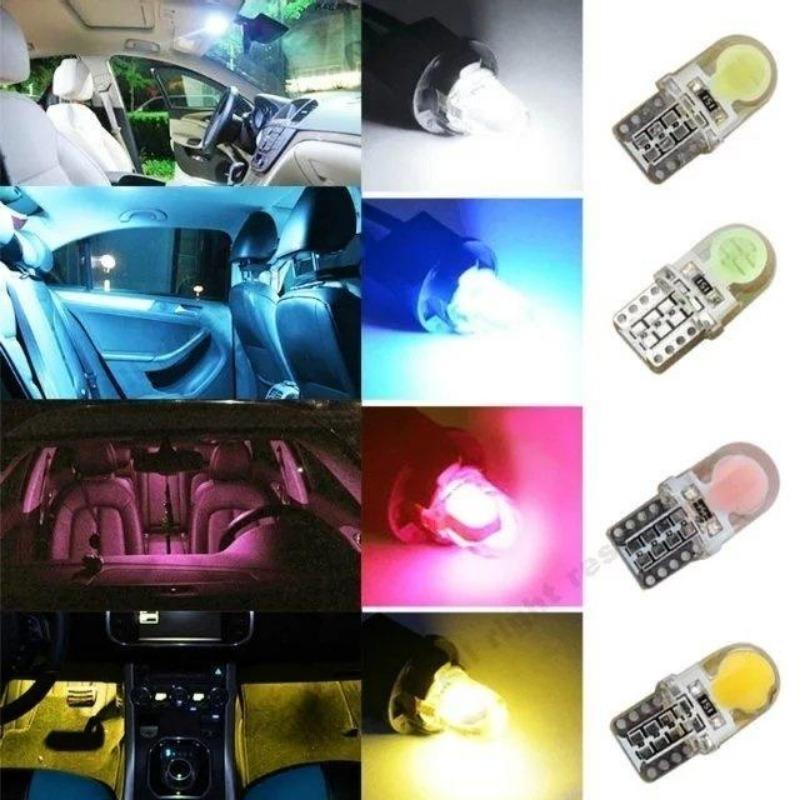 Zboží 6/10ks T10 W5W LED žárovka pro vnitřní osvětlení auta, blinkr, boční světlo, světlo SPZ 5 barev
