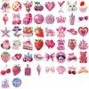 50-Piece Rose Pink Aesthetic Waterproof Stickers for Scrapbook & Phone Case Decoration