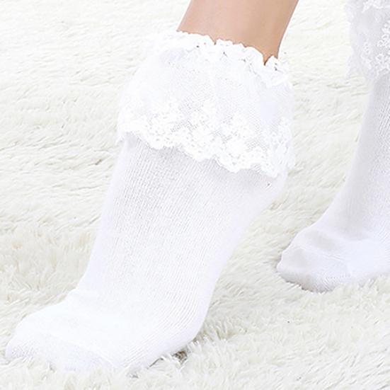 1 Pair Cotton Socks Skin-friendly Colorfast Lace Patchwork Lace Princess Socks for Daily Life