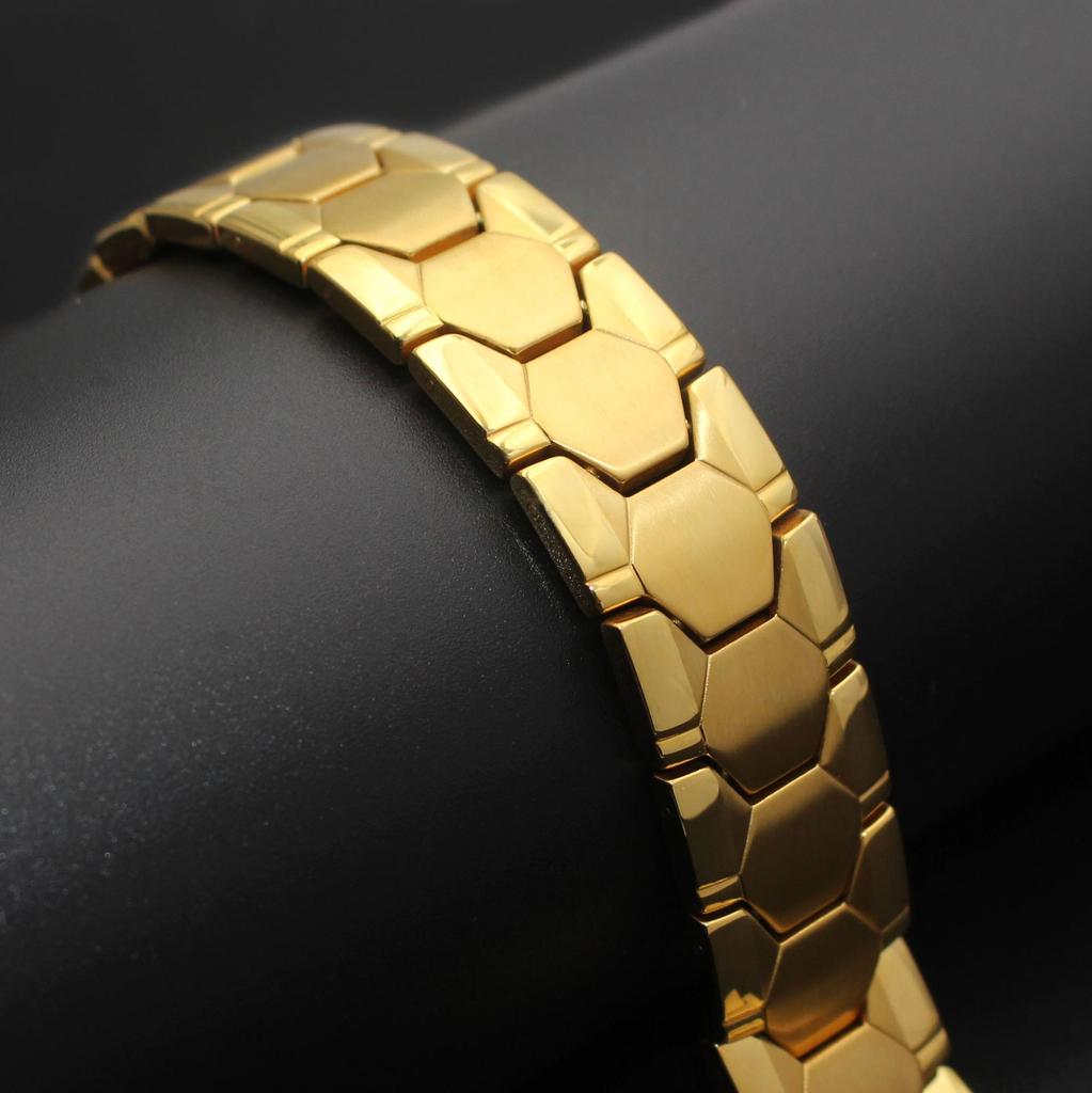 Xinqiao Men's Square Bracelet with Germanium Stone and Magnetic Elements