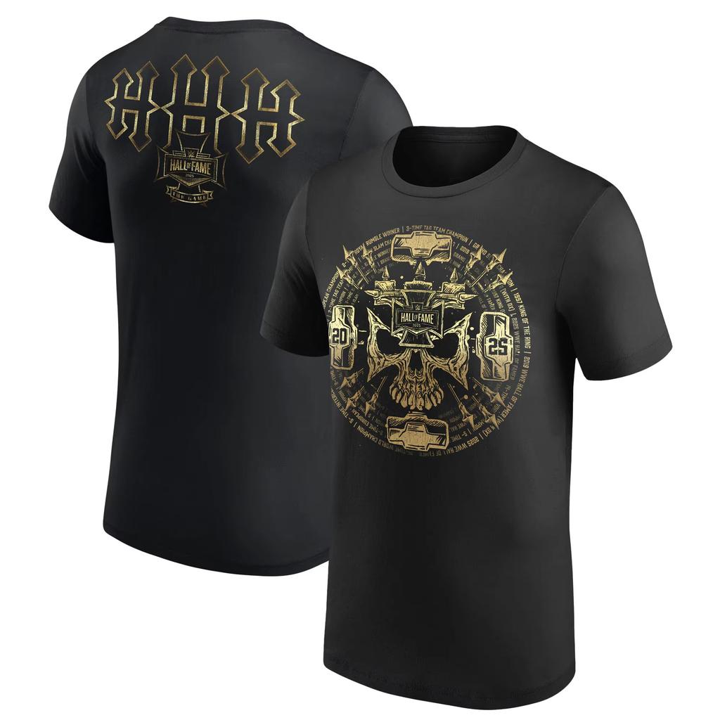 Uomo Donna Nero Triple H Hall of Fame Classe 2025 T-Shirt Estate Manica Corta Maglietta Moda Traspirante Oversize Top Sportivi