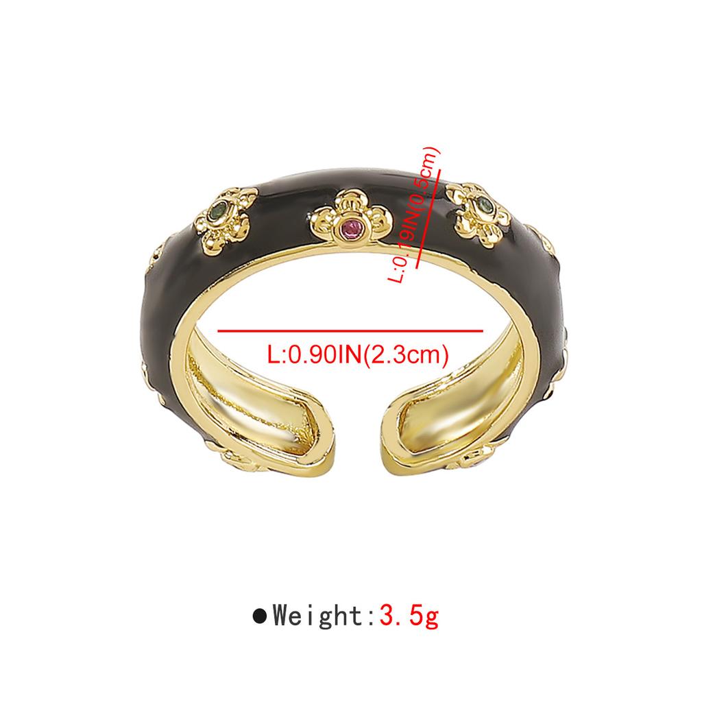 Trendy and Cute Flower Copper Plated Open Ring for Women