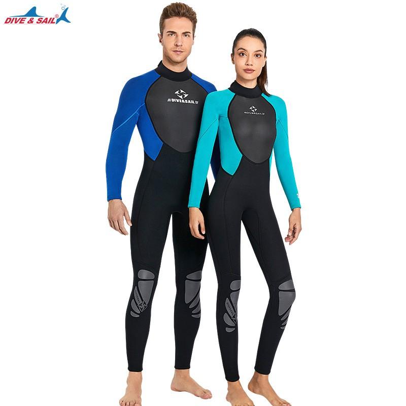 3MM Diving Suit Men's One-piece Long-sleeved Warm Women's Snorkeling Surfing Swimming Underwear