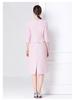 Elegant Spring Pink Beaded Dress - Faux Two-Piece Style