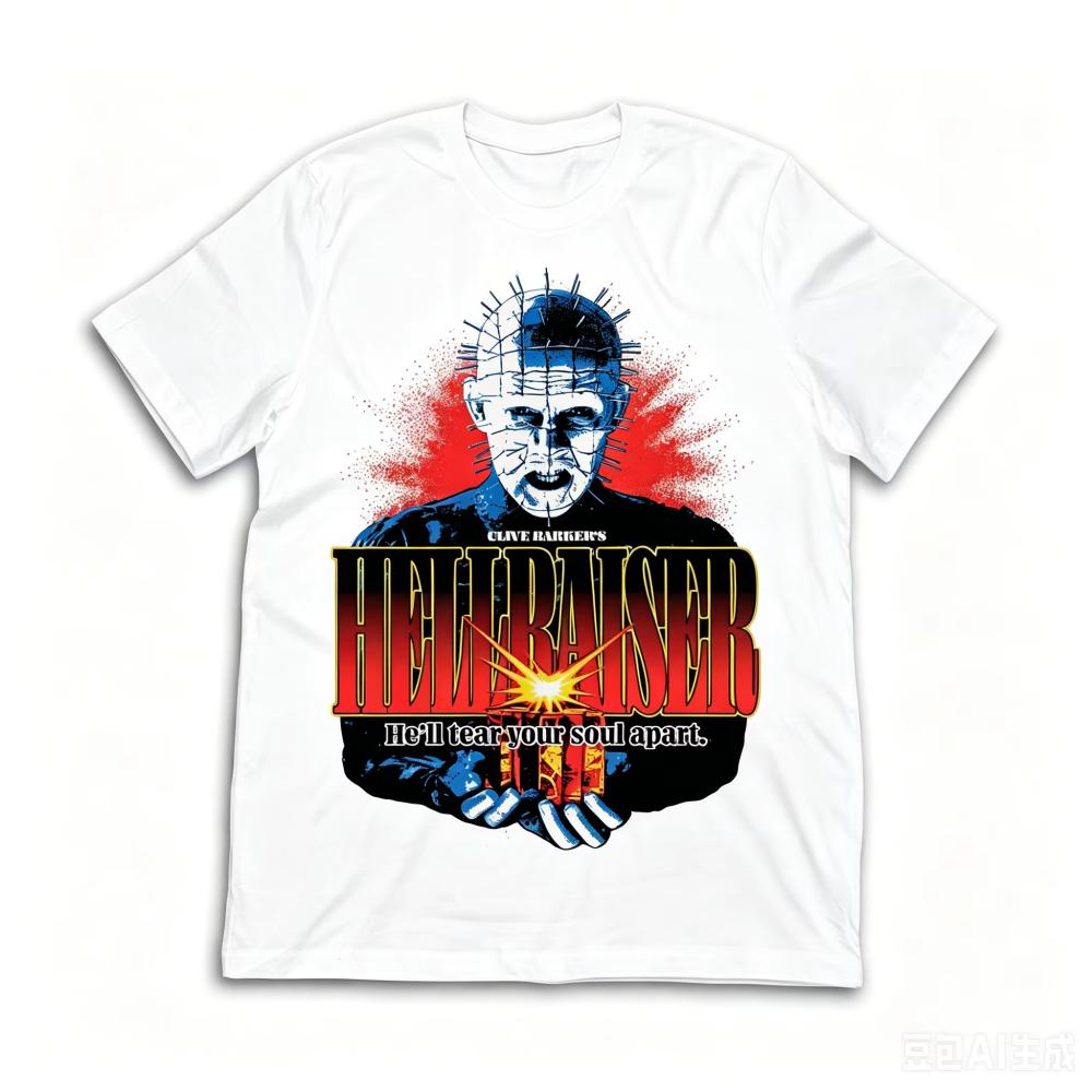 Hellraiser Pinhead _He'll Tear Your Soul Apart_ Graphic T-Shirt Men Women Horror Movie Fan Casual Streetwear Short Sleeve Tee