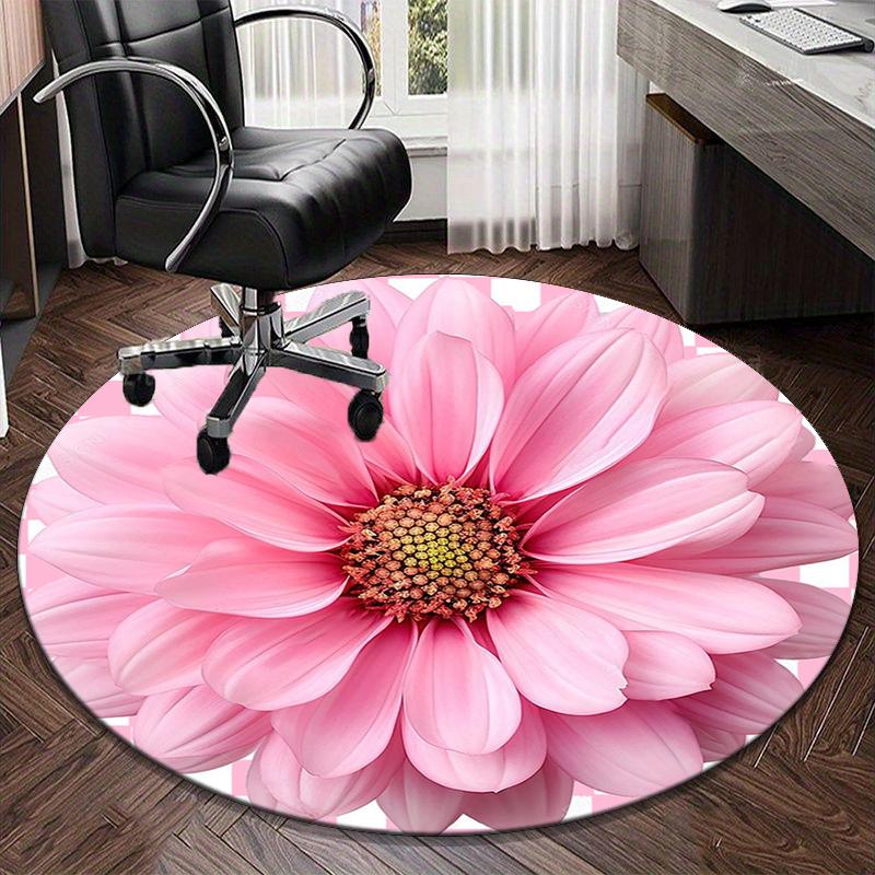 Colorful Dahlia Flowers round carpet Chair cushion Round Entryway Rug, Soft Round Rugs for Living Room, Bedroom, Circle Carpet decor gifts