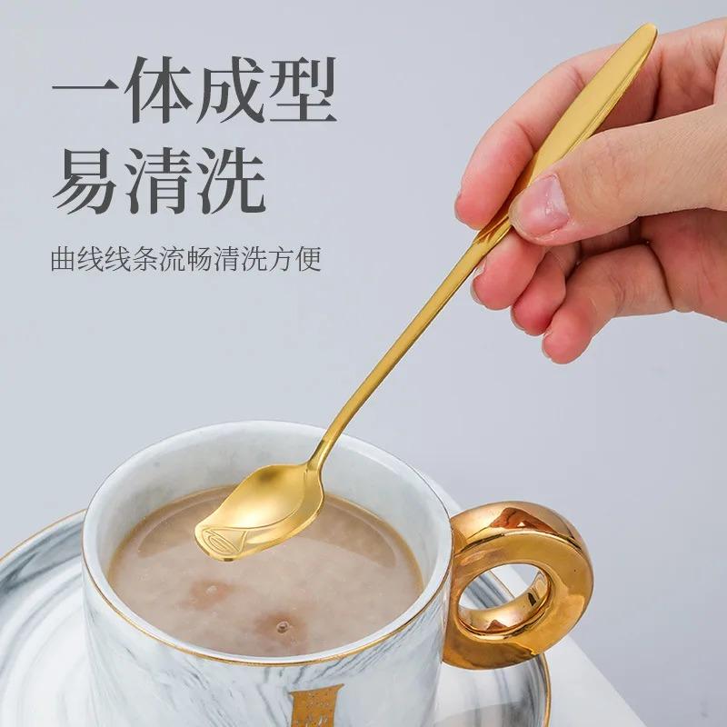 Cucchiaino da Caffè con Manico Lungo 13/15/17cm Cucchiaino da Tè Piccolo Rosa di Alta Qualità Acciaio Inossidabile Carino Cucchiaino Mescolatore per Gelato Dessert