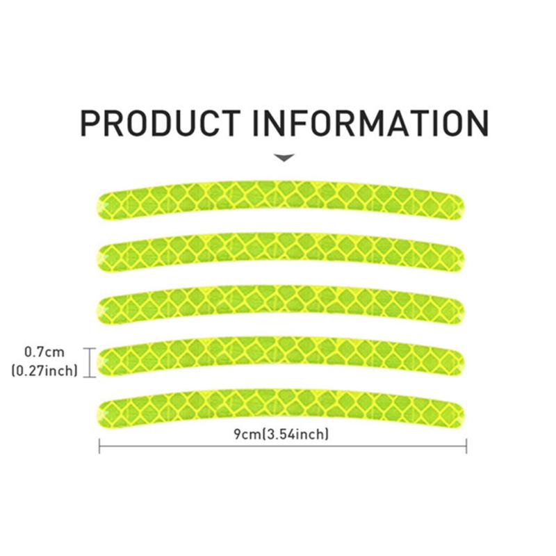 20pcs Car Wheel Hub Reflective Sticker 3d Stereo Tire Decorative Strips Night Warning Luminous