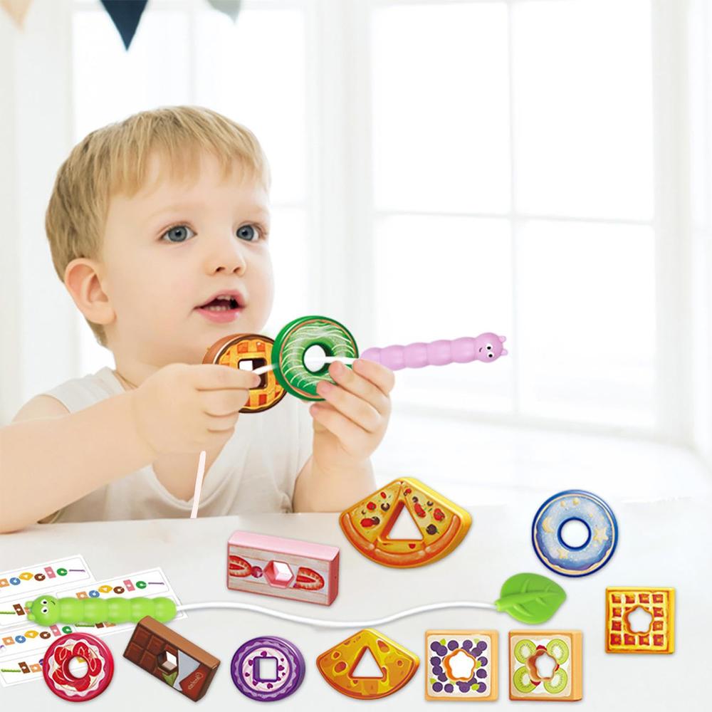 Caterpillar Fruit Stacking Toy,Hand-Eye Coordination&Shape Recognition With Threading&Sorting Skills Development For Kids