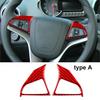 Red Carbon Fiber Steering Wheel Button Cover Trim For Chevrolet Sonic 2012-2016