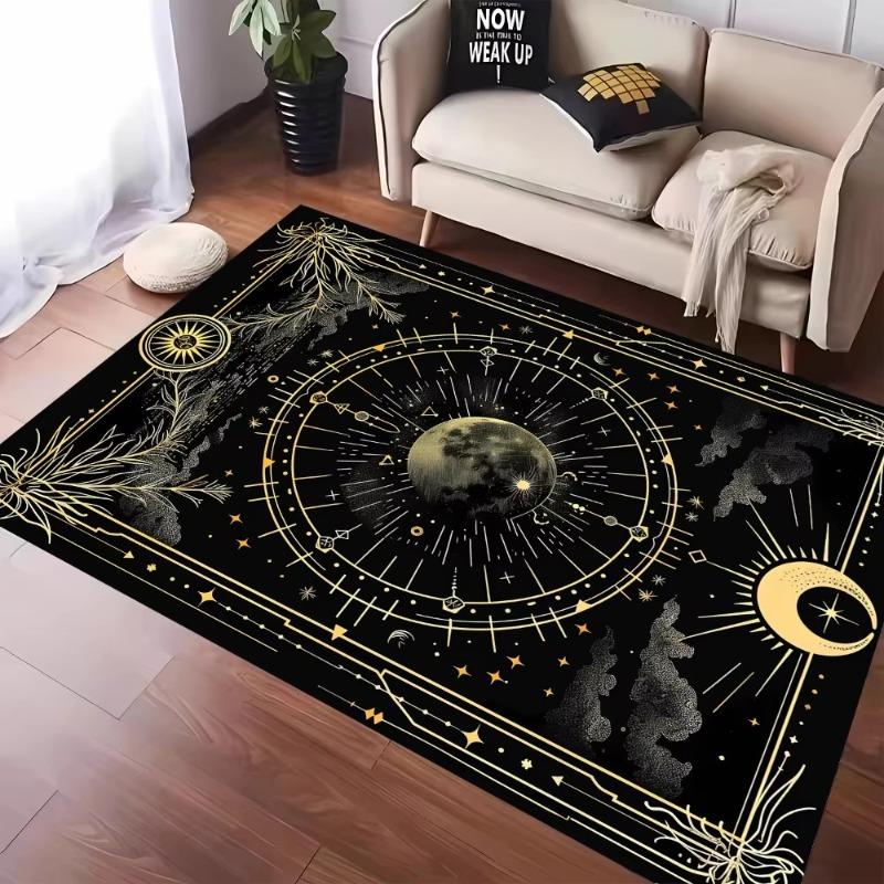 Mystical Tarot Inspired Carpet Featuring Star Moon and Sun Designs Anti-slip Floor Mat for Living Room Bedroom Decor Doormat