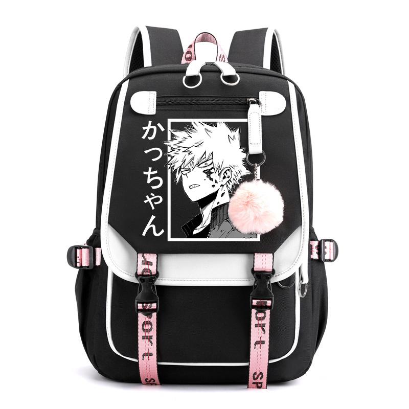 

Новый аниме рюкзак с принтом Бакуго Кацуки, женский рюкзак, дорожный рюкзак, школьная сумка для девочки, женская, мужская, сумка для ноутбука, повседневный рюкзак чёрный