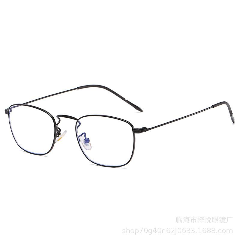 Ultra-light metal glasses frame, square frame, retro glasses frame, unisex, can be equipped with myopia glasses, anti-blue flat glasses