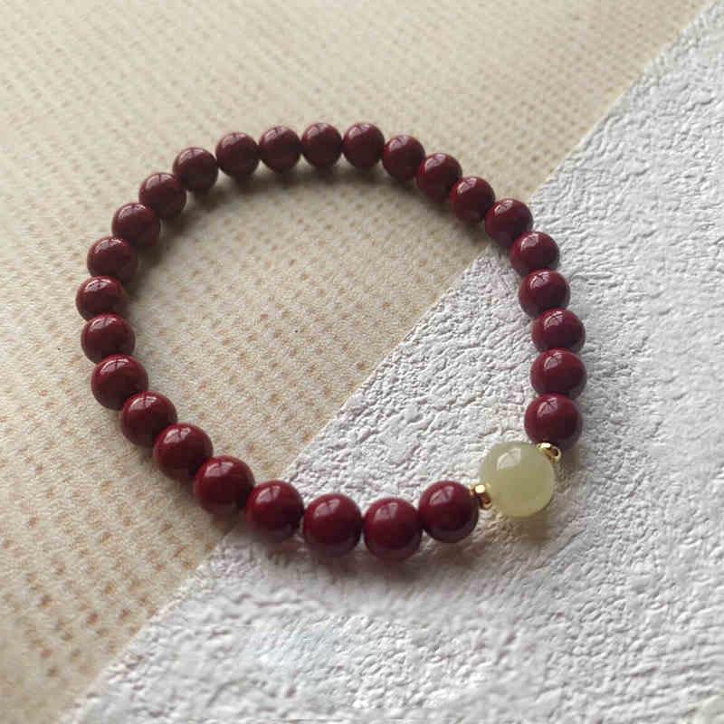 Exquisite Chinese Zodiac Vermilion Sand Purple Hetian Hand Bracelet