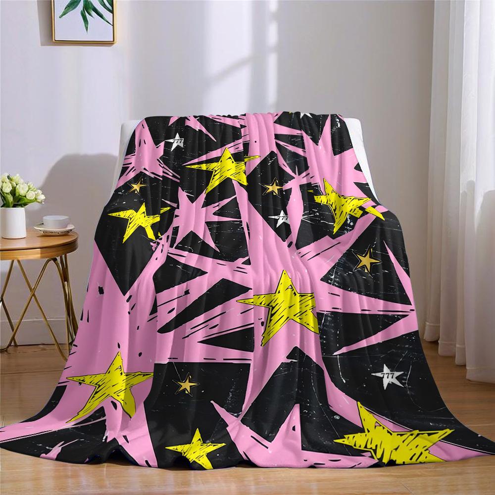 Neon Star Burst Flannel Blanket Warm Soft Halloween Christmas Couch Warm Cozy Decorative Decor Gift for All Season