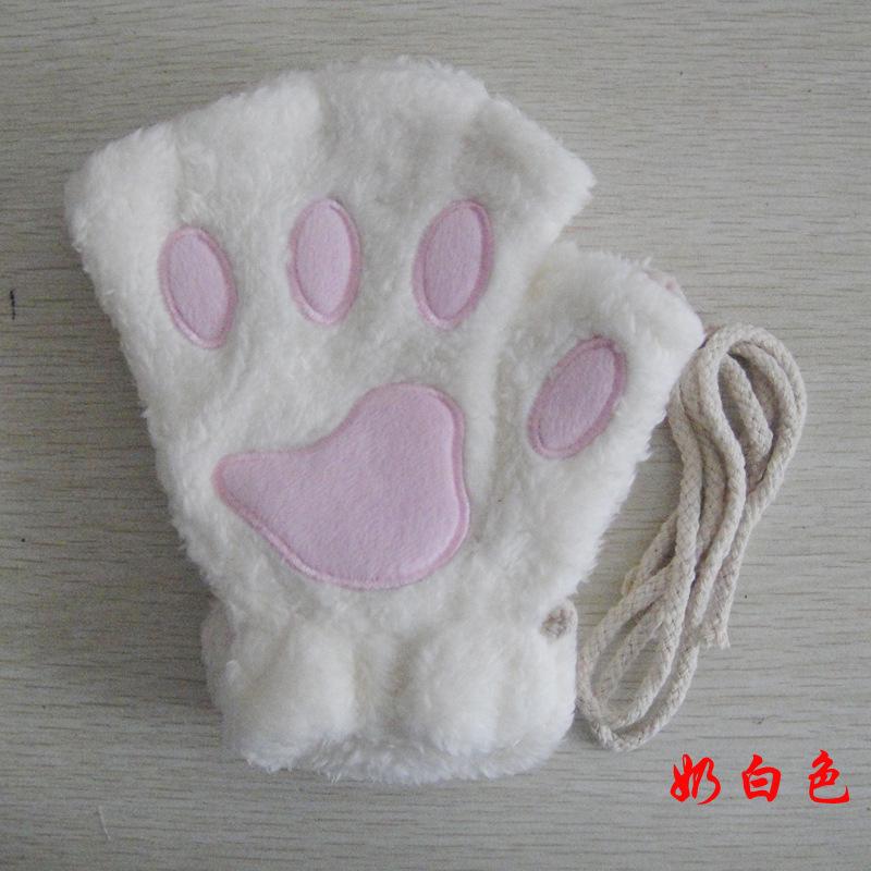 Trendy Unisex fluffy cat xmas bear Fingerless Mittens Gloves Paw gift Pair of gloves chic women