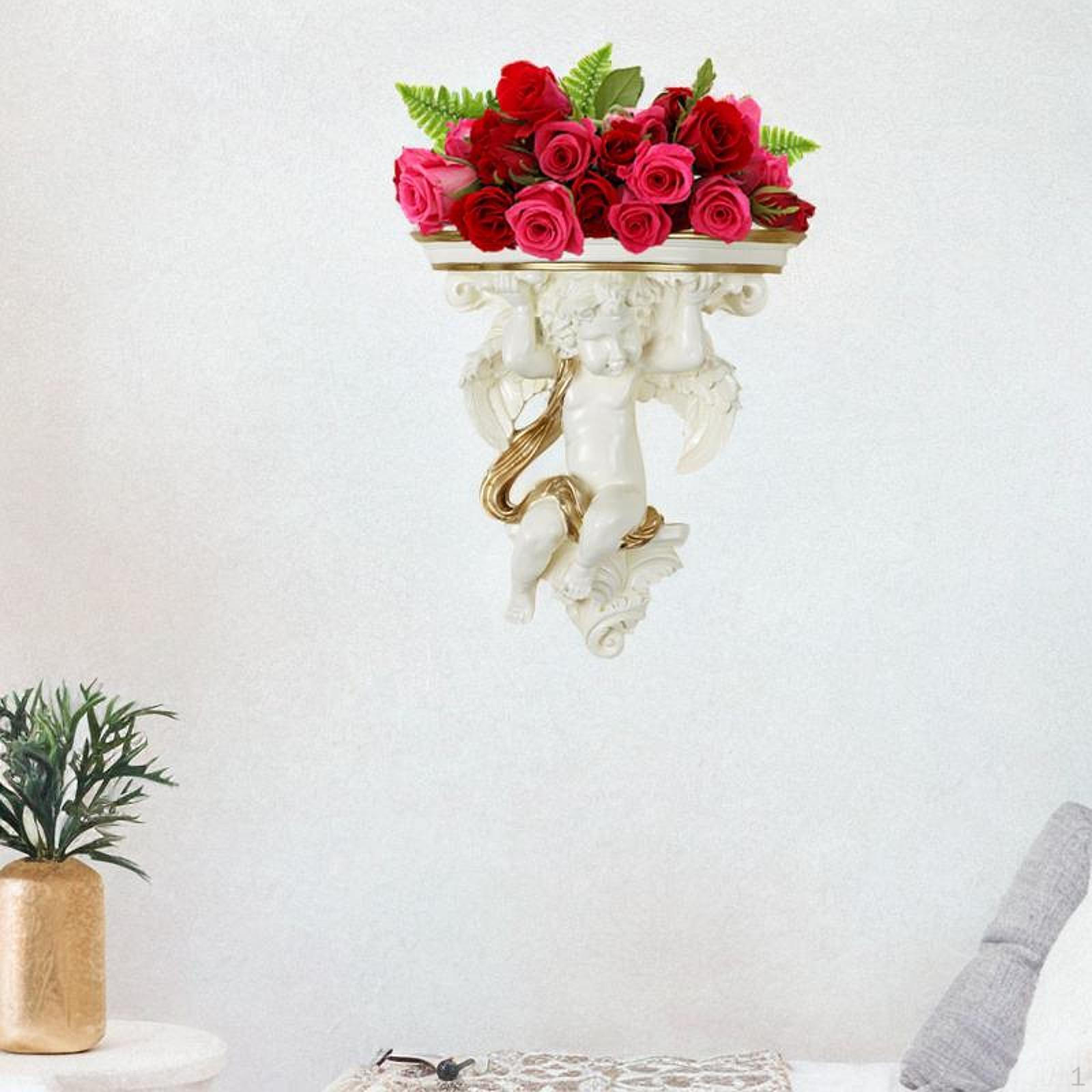 

Фігурка ангела Квітковий горщик Ваза Мистецтво та ремесла Колекціонування Декоративний смоляний плантатор Настінна прикраса Beige and Gold